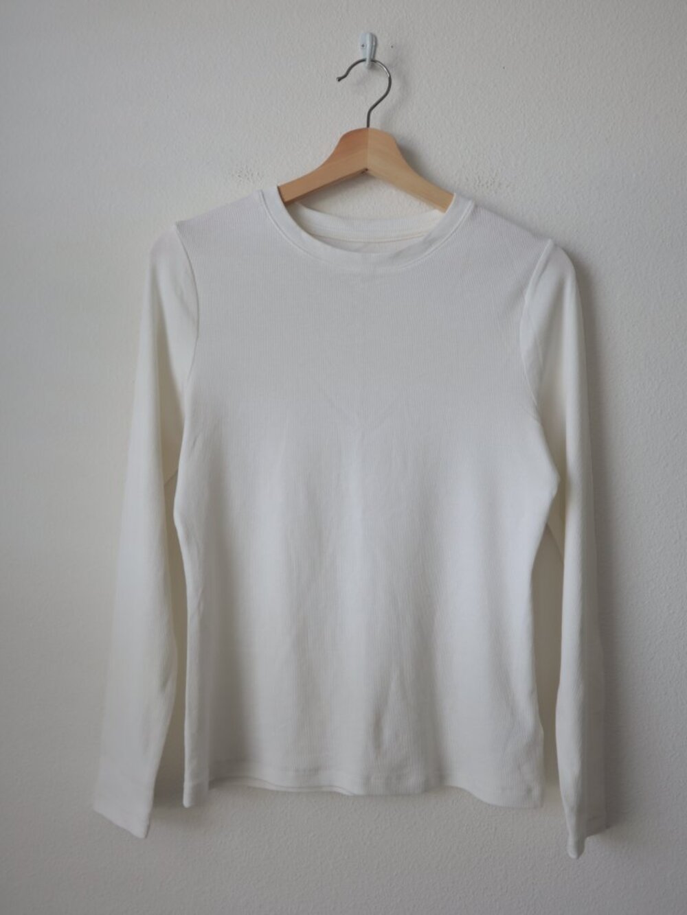 A New Day White Crewneck Ribbed Long Sleeve Top | M